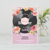 Baby shower Bloemen Zomer Record Music Party Kaart (Staand voorkant)