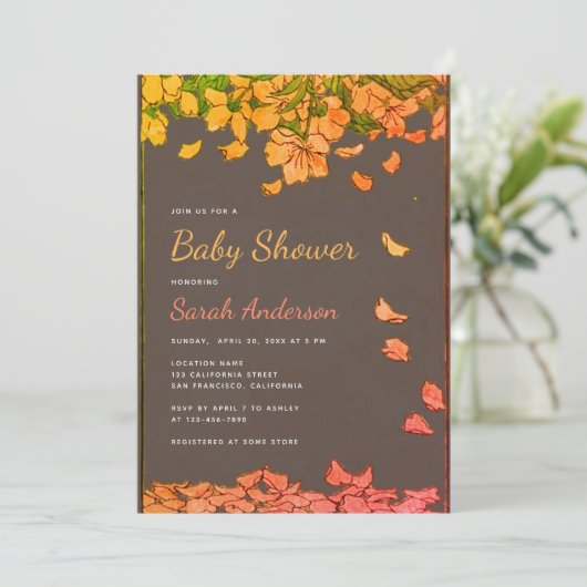 Baby shower Bloemenbloemblaadjes Baby in Bloom Rus Kaart (Staand voorkant)
