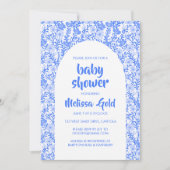BABY SHOWER Bloemenboog Blauw Bloempatroon CUSTOM Kaart (Voorkant)