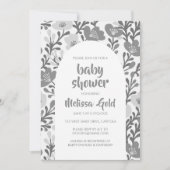 BABY SHOWER Bloemenboog Grijs Bloempatroon CUSTOM Kaart (Voorkant)