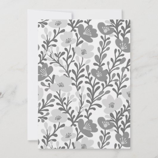 BABY SHOWER Bloemenboog Grijs Bloempatroon CUSTOM Kaart (Achterkant)