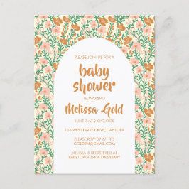 BABY SHOWER Bloemenboog Roze Bloempatroon CUSTOM Uitnodiging Briefkaart