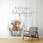 Baby shower bloemenhoogland koe Achtergrond Wandkleed (In situ)