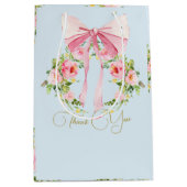 Baby shower Bloemenpatroon Kam Regency boog blauw Medium Cadeauzakje (Voorkant)