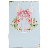 Baby shower Bloemenpatroon Kam Regency boog blauw Medium Cadeauzakje (Achterkant)