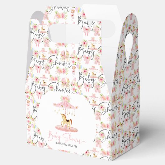 Baby shower bloementypografie Pony Carrousel Bedankdoosjes (Geopend)