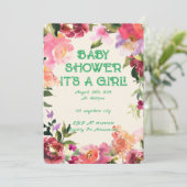 BABY SHOWER BLOEMIG BLOS KAART (Staand voorkant)