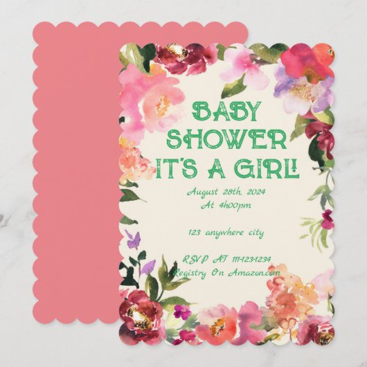 BABY SHOWER BLOEMIG BLOS SAVE THE DATE (Voorkant / Achterkant)