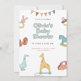 Baby Shower Bloemige Elegante Uitnodigingsontwerp Kaart