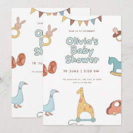 Baby Shower Bloemige Elegante Uitnodigingsontwerp Kaart