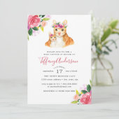 Baby Shower Bloemige Zoete Moeder En Baby Kat Kaart (Staand voorkant)