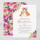 Baby Shower Bloemige Zoete Moeder En Baby Kat Kaart (Voorkant / Achterkant)
