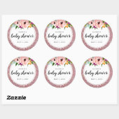 Baby shower bloemkroon glitter roze Paarse Ronde Sticker (Vel)