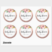 Baby shower bloemkroon glitter roze roségoud ronde sticker (Vel)