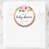 Baby shower bloemkroon glitter roze roségoud ronde sticker (Tas)