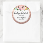 Baby shower bloemkroon glitter roze roségoud ronde sticker (Tas)