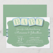 Baby shower Blokken Jongen speldenuitnodiging Kaart (Voorkant / Achterkant)