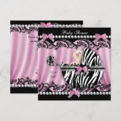 Baby shower Blonde Haire Girl Pink Zebra 2 Kaart (Voorkant / Achterkant)