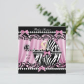 Baby shower Blonde Haire Girl Pink Zebra 2 Kaart (Staand voorkant)