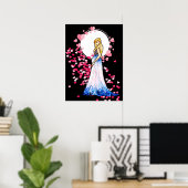 Baby shower Blonde Lady in het kraambed Poster (Thuiskantoor)
