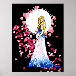 Baby shower Blonde Lady in het kraambed Poster