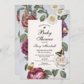 Baby shower Bloom Butterfly Floral  Kaart (Voorkant / Achterkant)