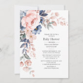 Baby shower Bloom Floral Blue Pink Kaart (Voorkant)