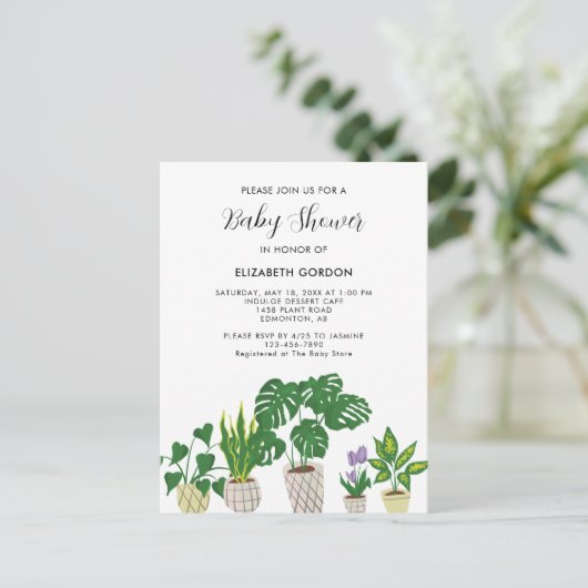 Baby shower Bloom Greenery Invitatio van Planten Briefkaart (Staand voorkant)