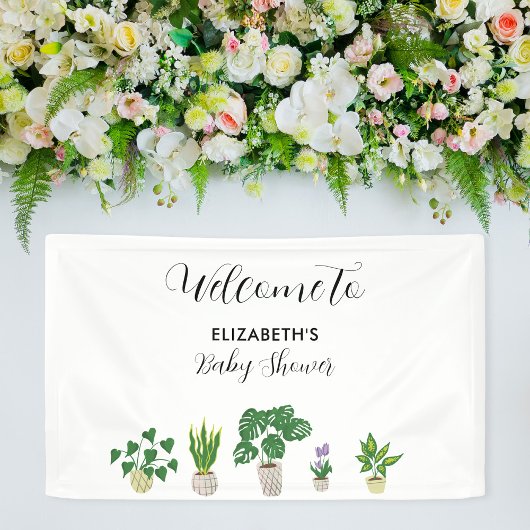 Baby shower Bloom Greenery Welkomstwoord Planten Spandoek