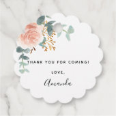 Baby shower blozen roos florale eucalyptus bedankjes labels (Achterkant)