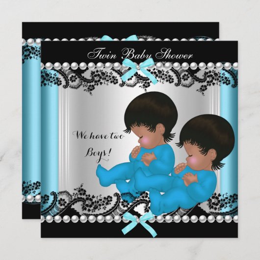 Baby shower Blue 3 Kaart (Voorkant / Achterkant)
