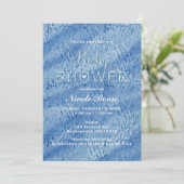 Baby shower Blue Abstract Rain Drops Invitation Kaart (Staand voorkant)