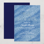 Baby shower Blue Abstract Rain Drops Invitation Kaart (Voorkant / Achterkant)