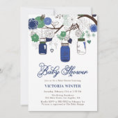 Baby shower Blue and Green Hanging Mason Jars Kaart (Voorkant)