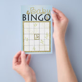 Baby shower Blue BINGO "Gold Birds" Flyer (Hand)