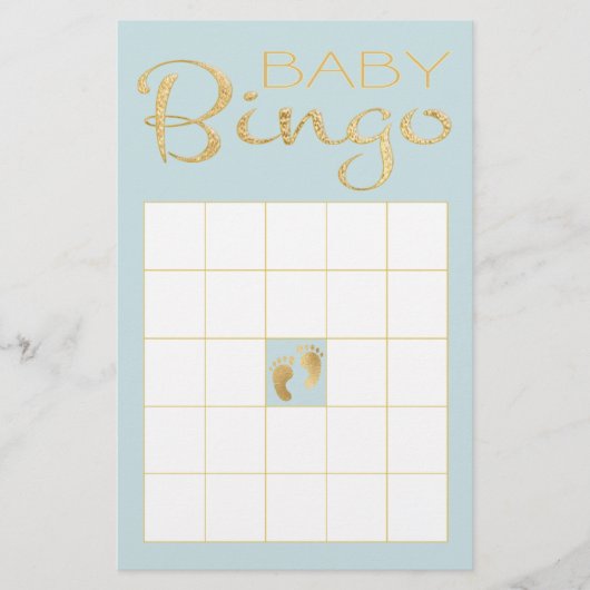 Baby shower BLUE BINGO "Gold/Blue Classic" Flyer (Voorkant)