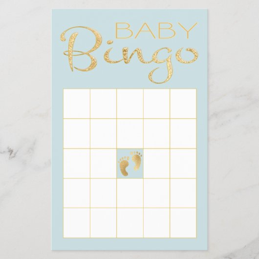 Baby shower BLUE BINGO "Gold/Blue Classic" Flyer (Voorkant)