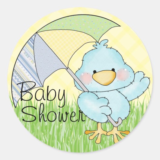 Baby shower Blue Bird Ronde Sticker (Voorkant)