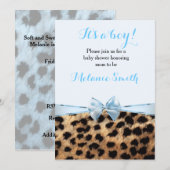 Baby shower Blue Bow Cheetah Leopard Boy Uitnodige Kaart (Voorkant / Achterkant)