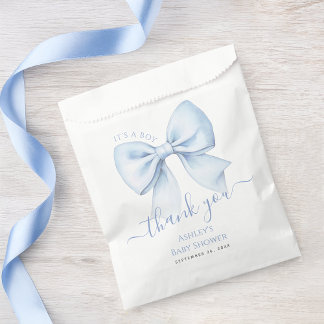 Baby Shower Blue Bow It's a Boy Thank You Bedankzakje