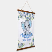 Baby shower Blue Boy Elephant Sign. Hangend Wandkleed (Gebogen)