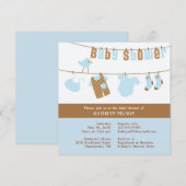Baby shower Blue Boy Invitation Kaart (Voorkant / Achterkant)