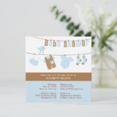 Baby shower Blue Boy Invitation Kaart (Staand voorkant)