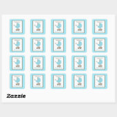 Baby shower Blue Carriage & Robin's Egg Vierkante Sticker (Vel)