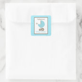 Baby shower Blue Carriage & Robin's Egg Vierkante Sticker (Tas)