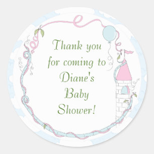 Baby shower Blue/Castle Stickers 1 1/2" of 3"
