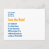 BABY SHOWER Blue Chevrons en zeilboot voor Boy A01 Aankondigingskaart (Achterkant)