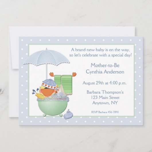 baby shower Blue Duck Bath Kaart (Voorkant)