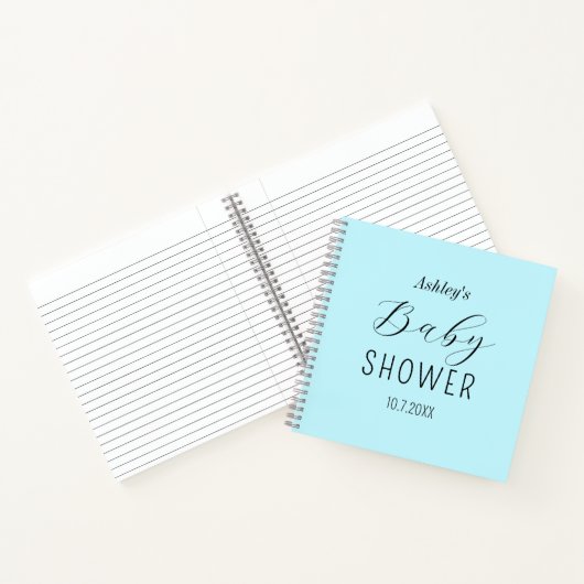 Baby shower Blue Elegant Gastenboek Notitieboek (Binnen)