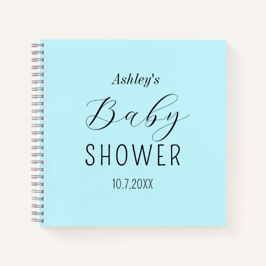 Baby shower Blue Elegant Gastenboek Notitieboek (Voorkant)